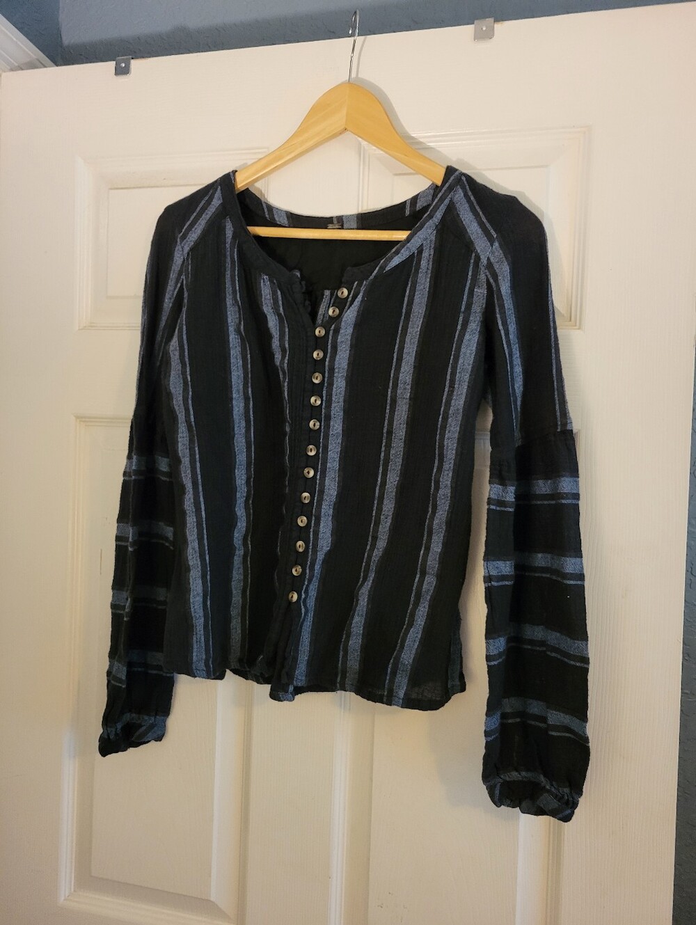 Urban Outfitters Black & Denim Blue Stripped Tunic Top Women's Size Small